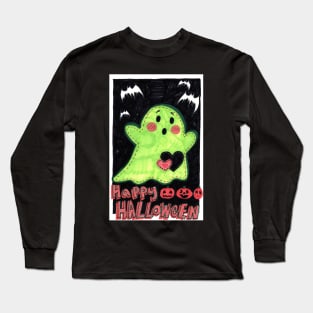 Happy Halloween Cute Green Ghost Doll Long Sleeve T-Shirt